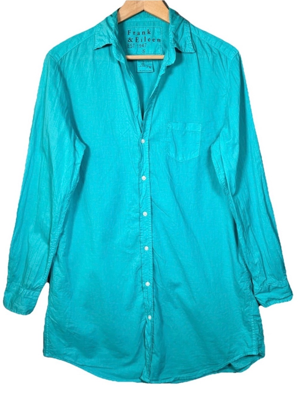 Frank & Eileen Small Mary Classic Shirt Dress Blue Cotton Relaxed Vacation